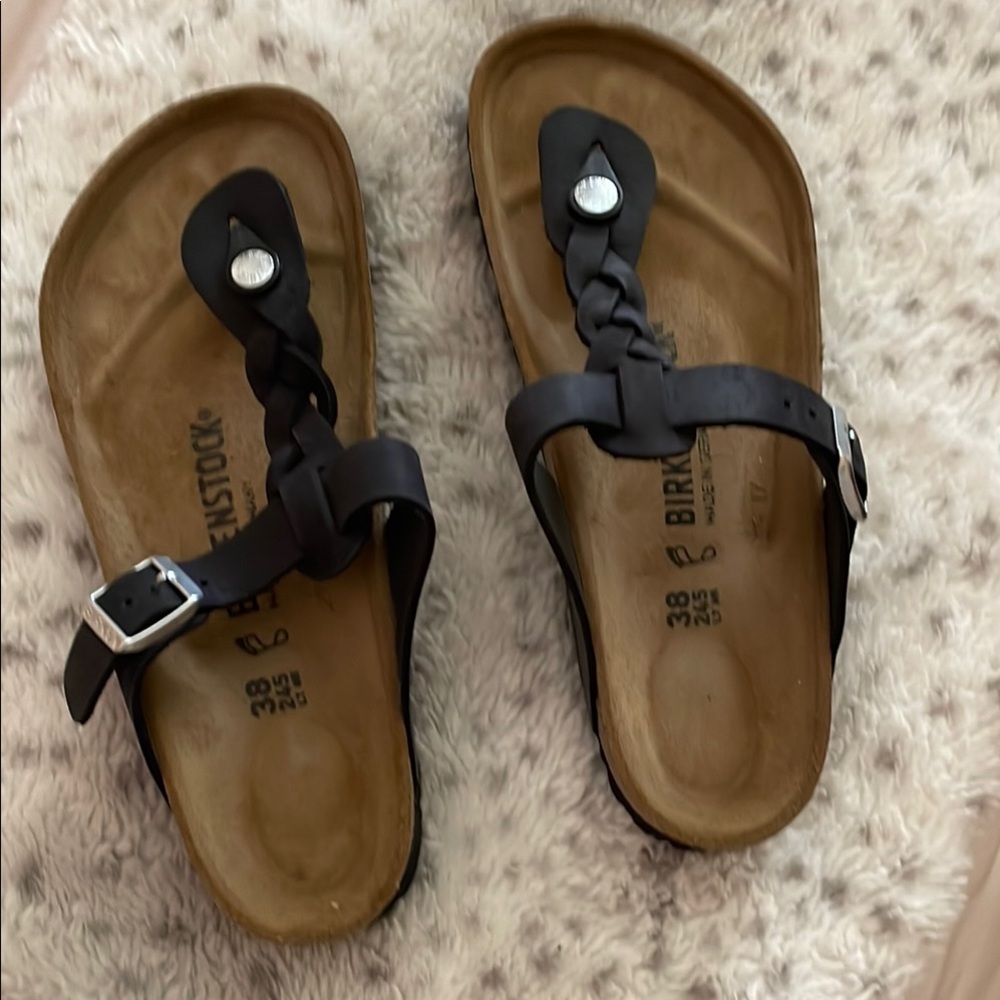 Birkenstock Black Braided Leather Women's Sandals (size 8-8.5/38)